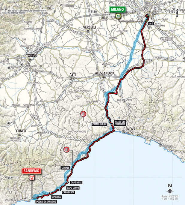 Milan - San Remo 2014 - parcours