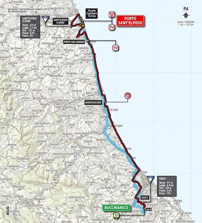 Tirreno-Adriatico 2014 etape 6 - parcours