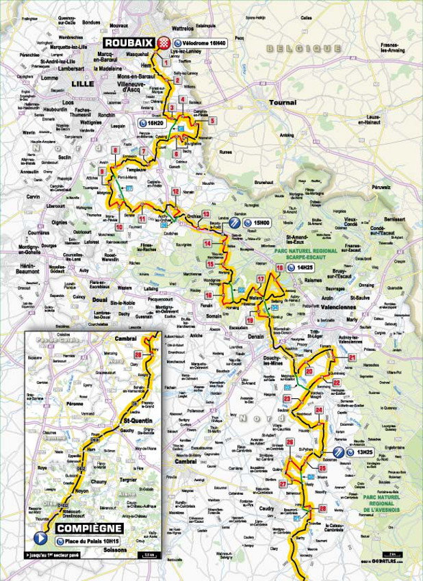 Paris-Roubaix 2014 - parcours