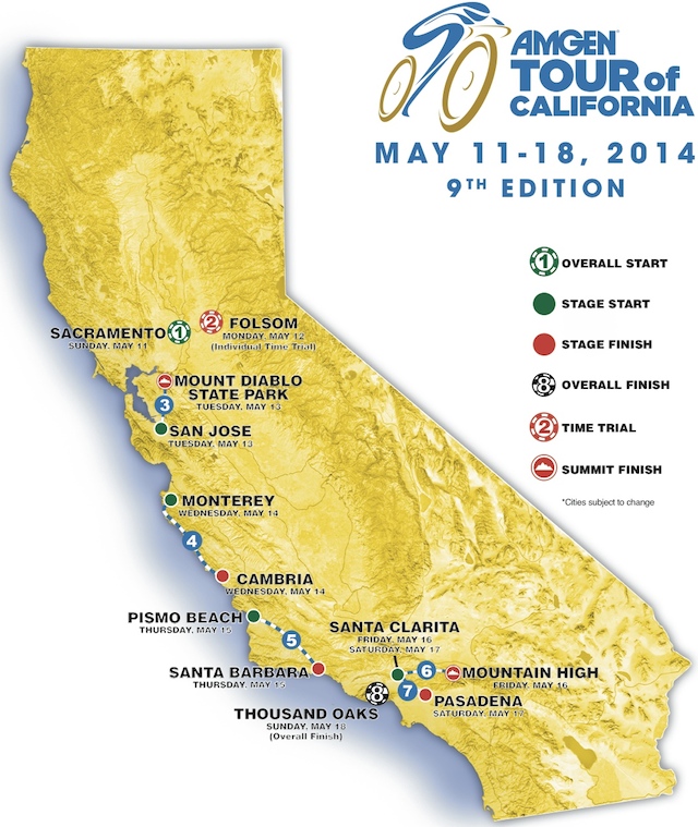 Tour de Californie 2014 - parcours