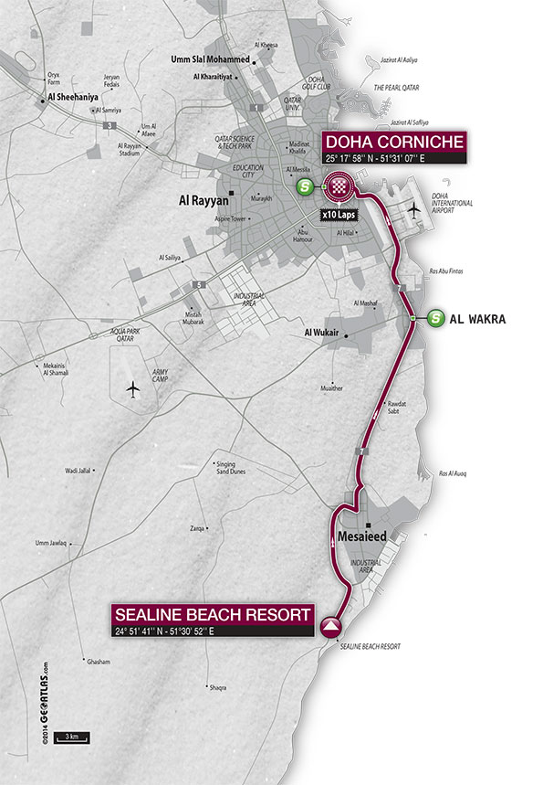 Tour du Qatar 2015 etape 6 - parcours