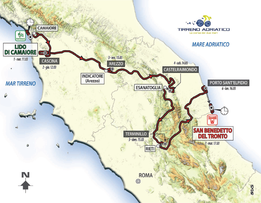 Tirreno-Adriatico 2015 - parcours