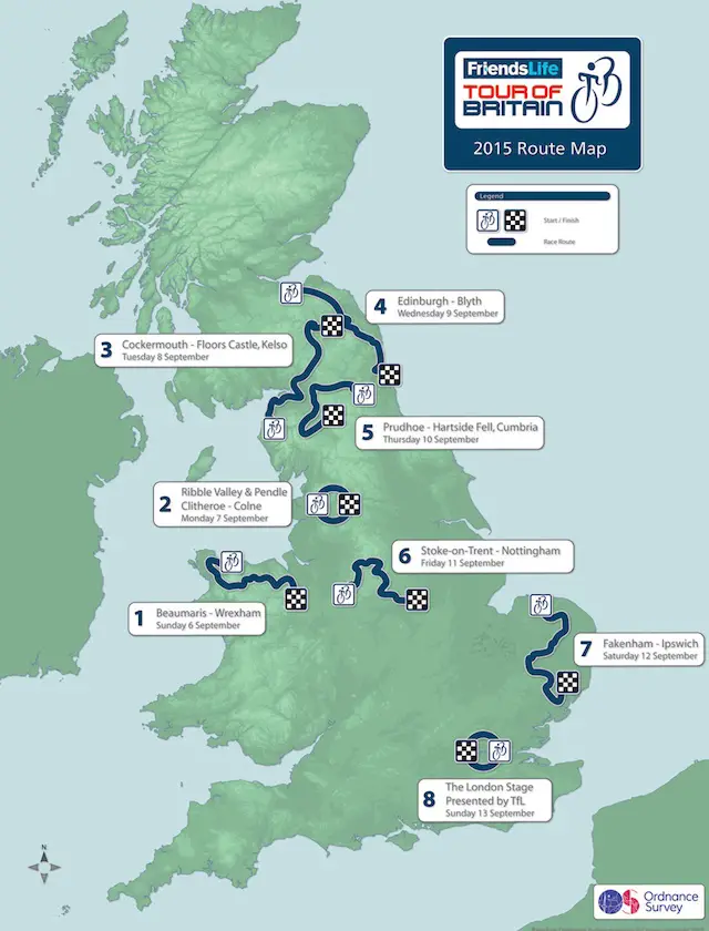 Tour de Grande-Bretagne 2015 - parcours