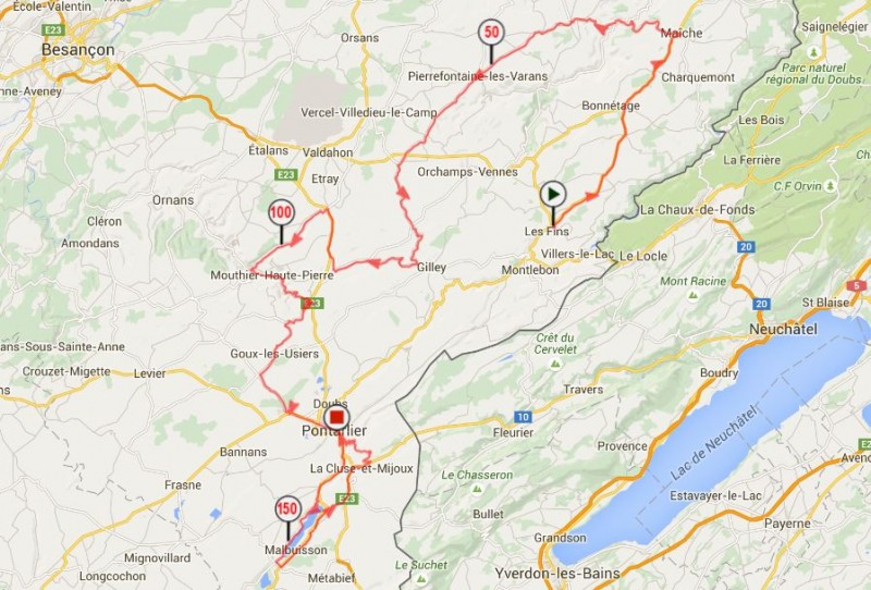 Tour du Doubs 2015 - parcours