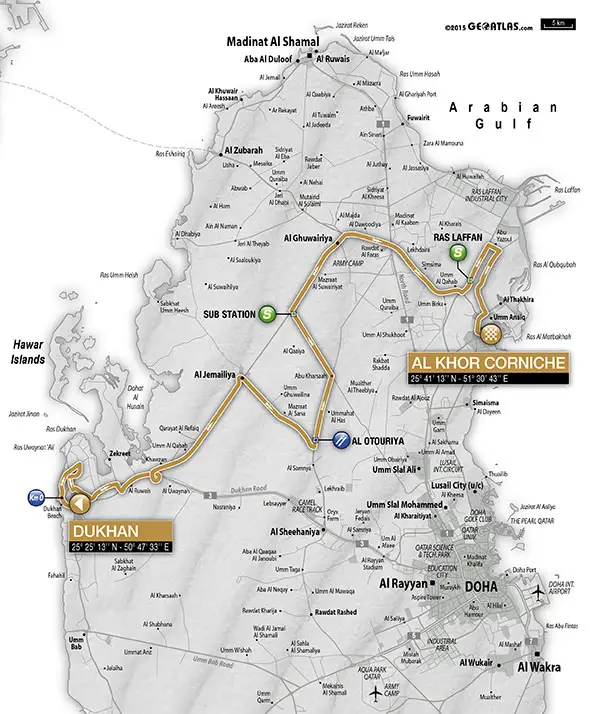 Tour du Qatar 2016 etape 1 - parcours