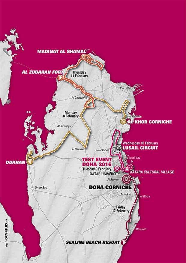 Tour du Qatar 2016 - parcours