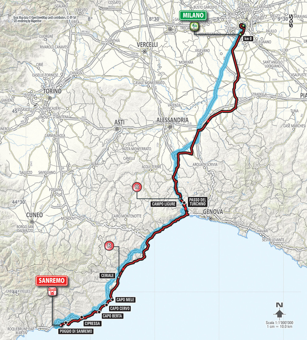 Milan-San Remo 2016 - parcours
