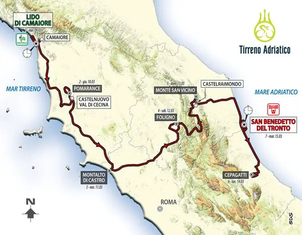 Tirreno-Adriatico 2016 - parcours