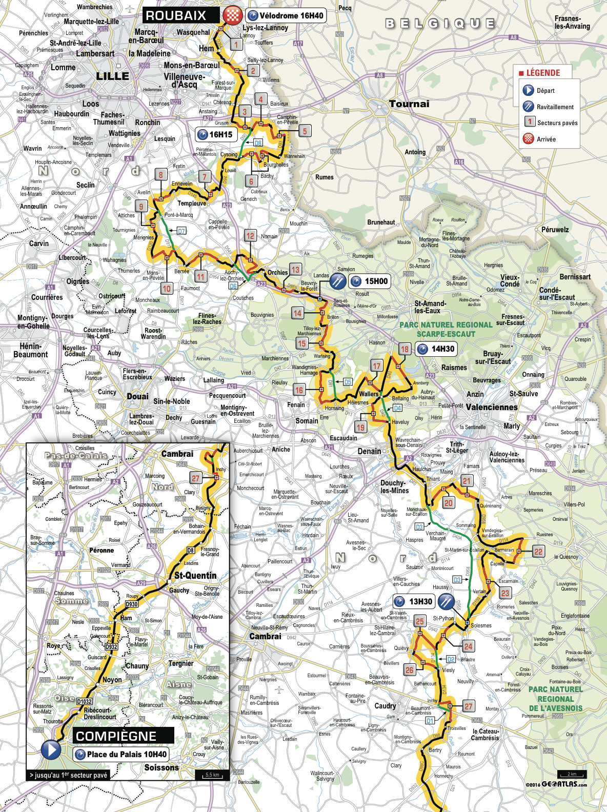 Paris-Roubaix 2016 - parcours