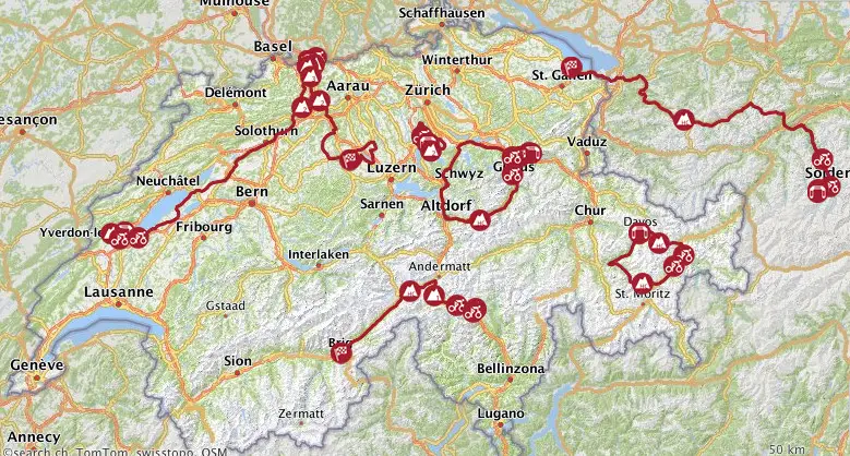 Tour de Suisse 2016 - parcours