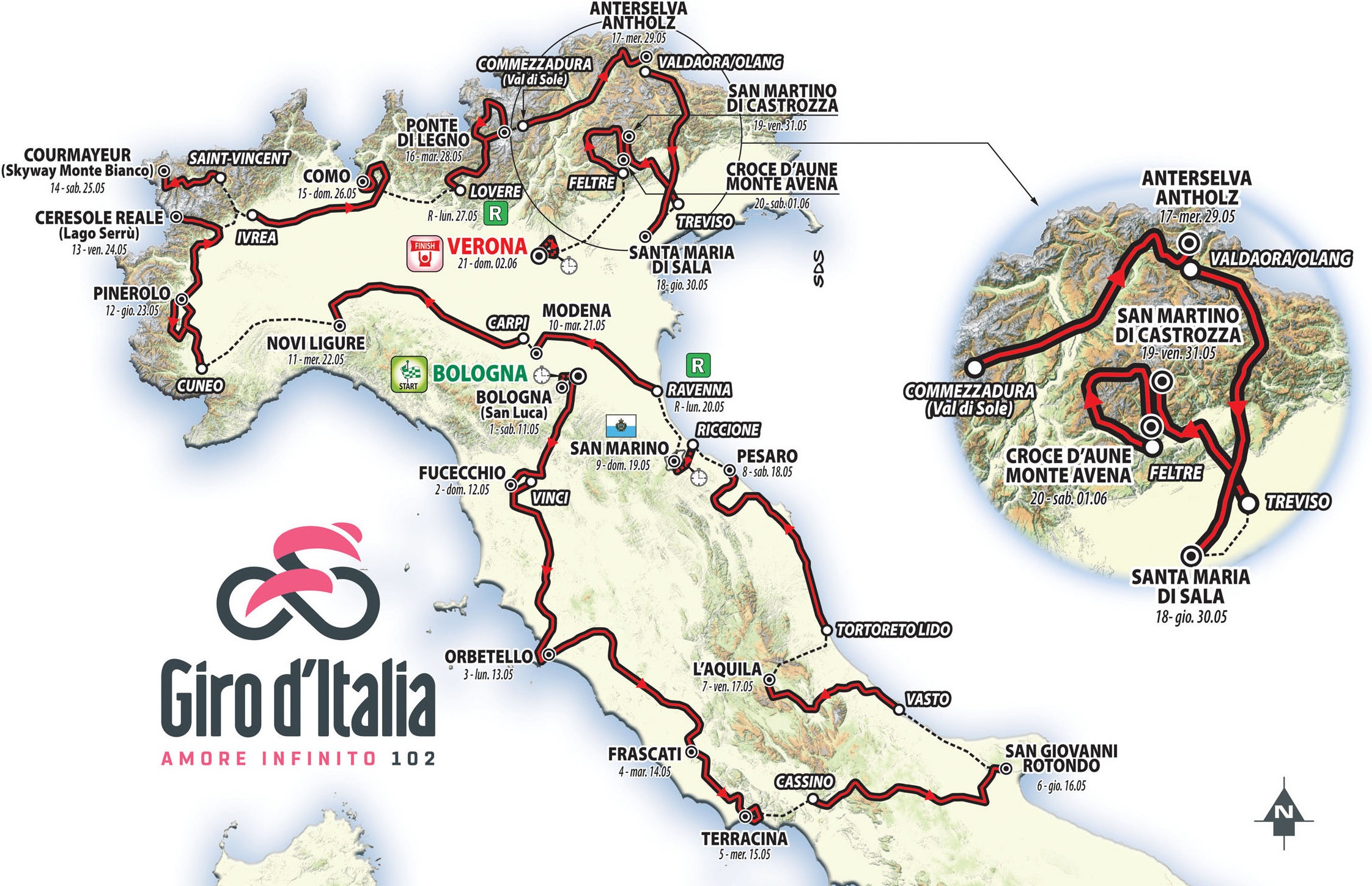 Giro parcours et profil des étapes Videos de cyclisme