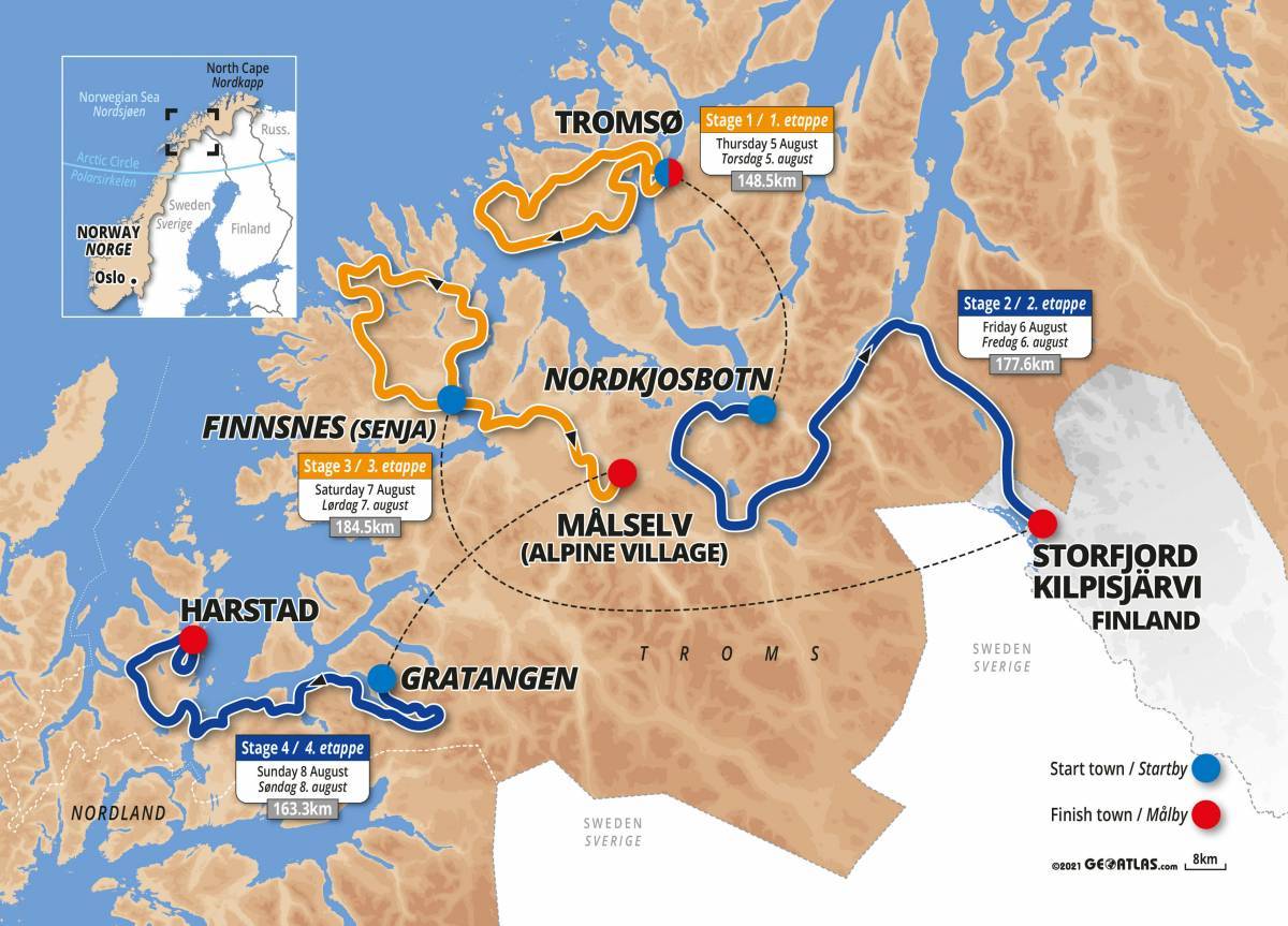 Arctic Race of Norway parcours et profils des étapes Videos de cyclisme
